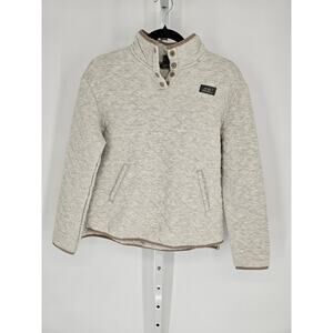 Eddie Bauer Women's Grey Quilted Long Sleeve Pullover Snap Sweatshirt Size M